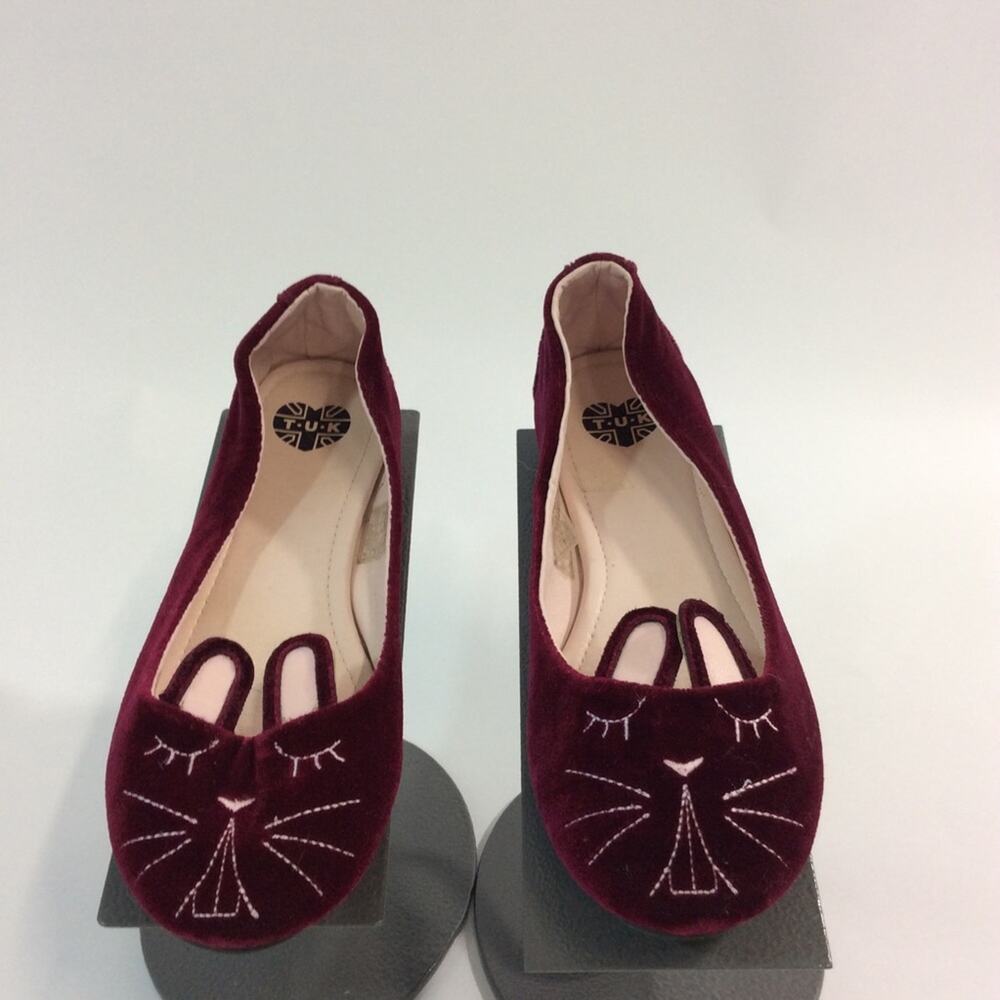 Tuk Bunny Slippers Burgundy Velvet Size 7M